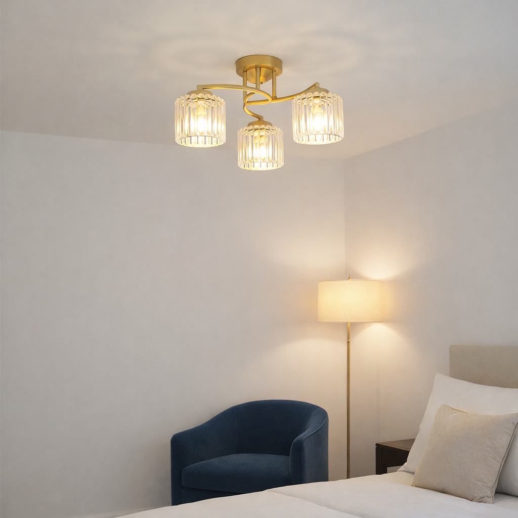 Ceiling Flush Mount Light Iron Crystal | 53 x 26 cm | E27 x 3 Triple LED