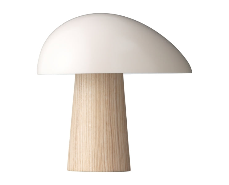 Capella Mushroom Table Lamp Timber Base | 15 Inch Height | Black White