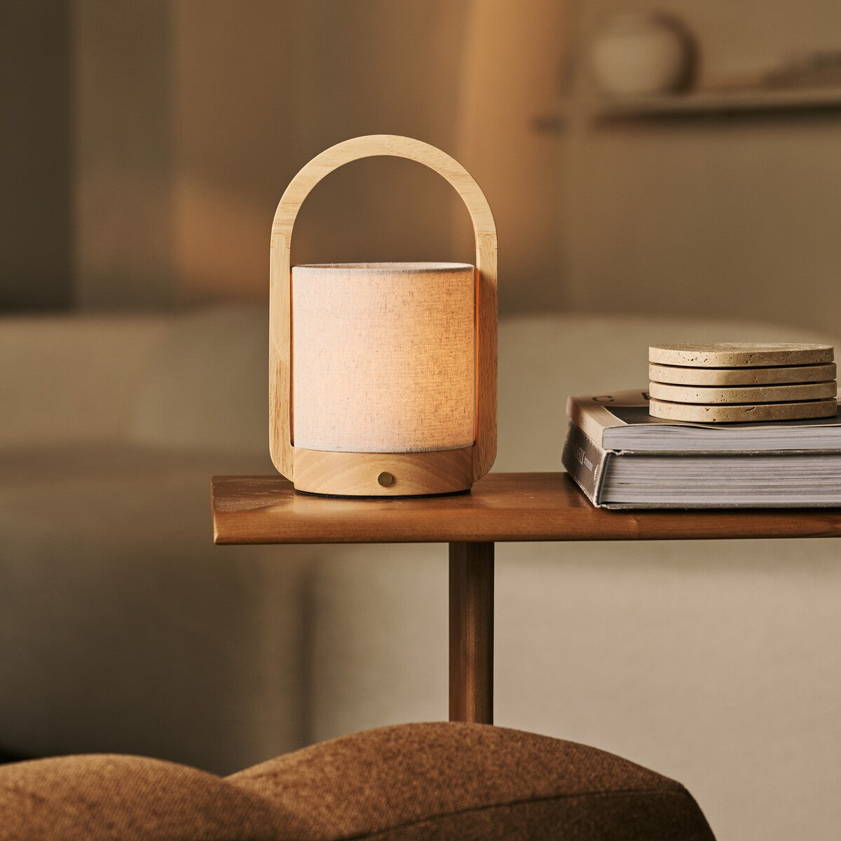 Jeremy Wooden Lamp | Rechargeable Table Lamp with 3 Light Modes
