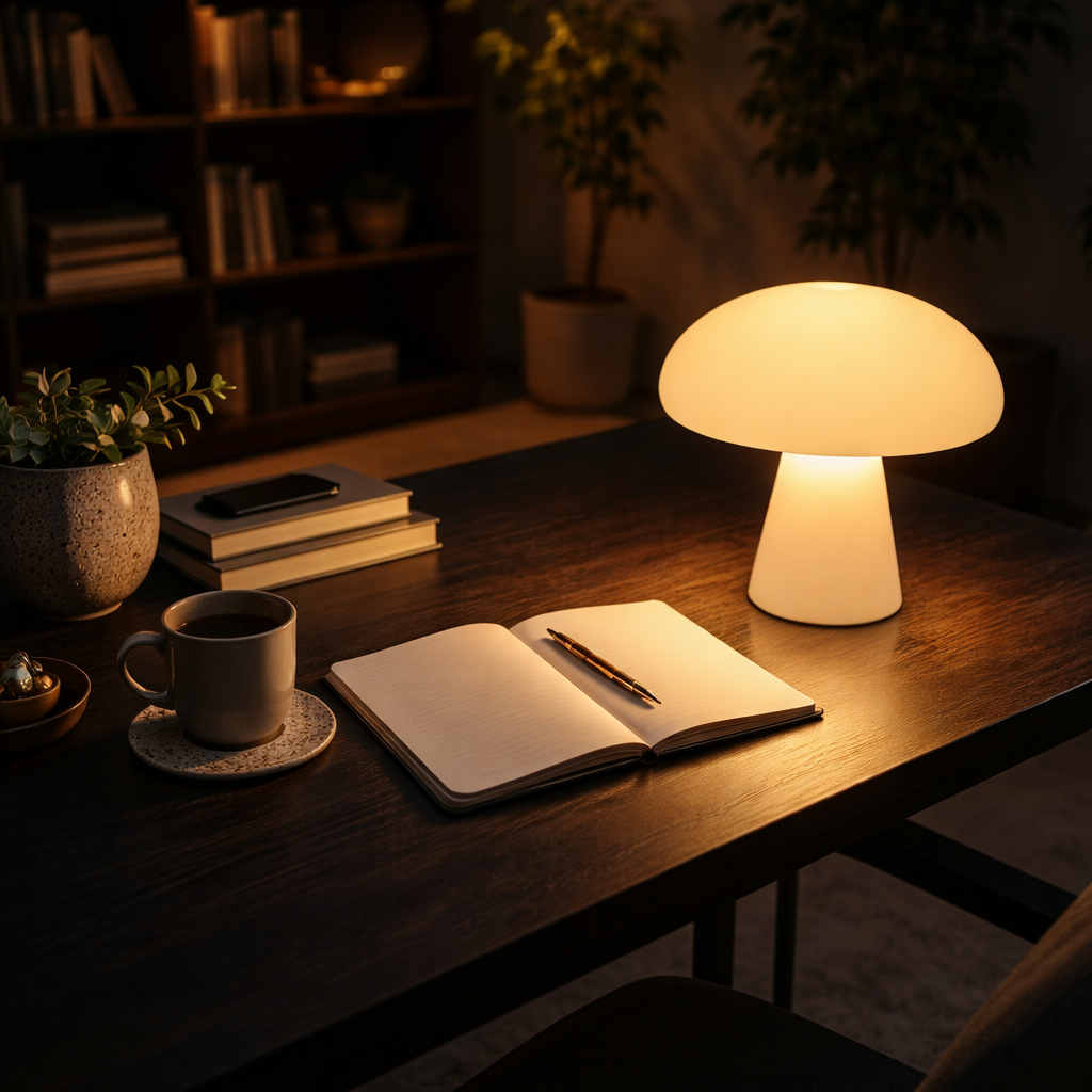 Mushroom Table Lamp Vintage Acrylic | 8.7 x 9.8 Inch | E27 3000K Warm LED