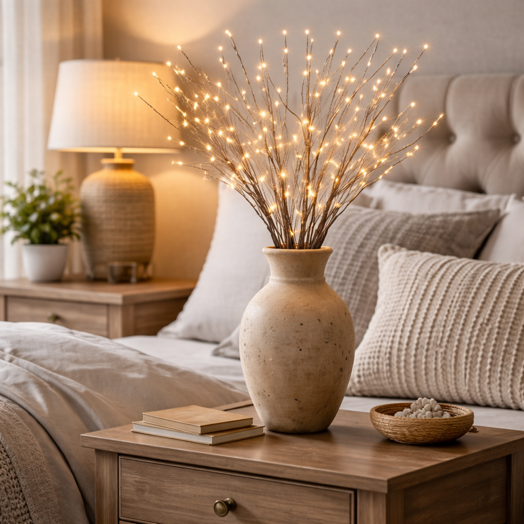 Willow Branch LED Lights | Set of 2 Branches 68cm Height | Warm White Glow