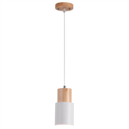Nordic Macaron Cylinder Pendant Light | Modern Wood & Metal Design