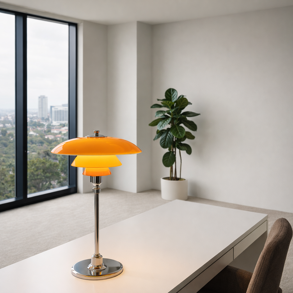 Danish Designer Table Lamp Dimmable | 11 x 18.5 Inch | E27 LED Glass Iron