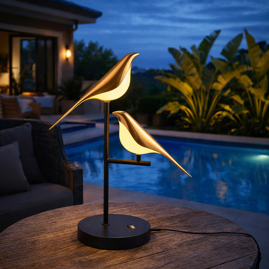 Golden Bird Table Lamp Post Modern | 7 x 21 Inch | 3000K 6000K Iron Acrylic