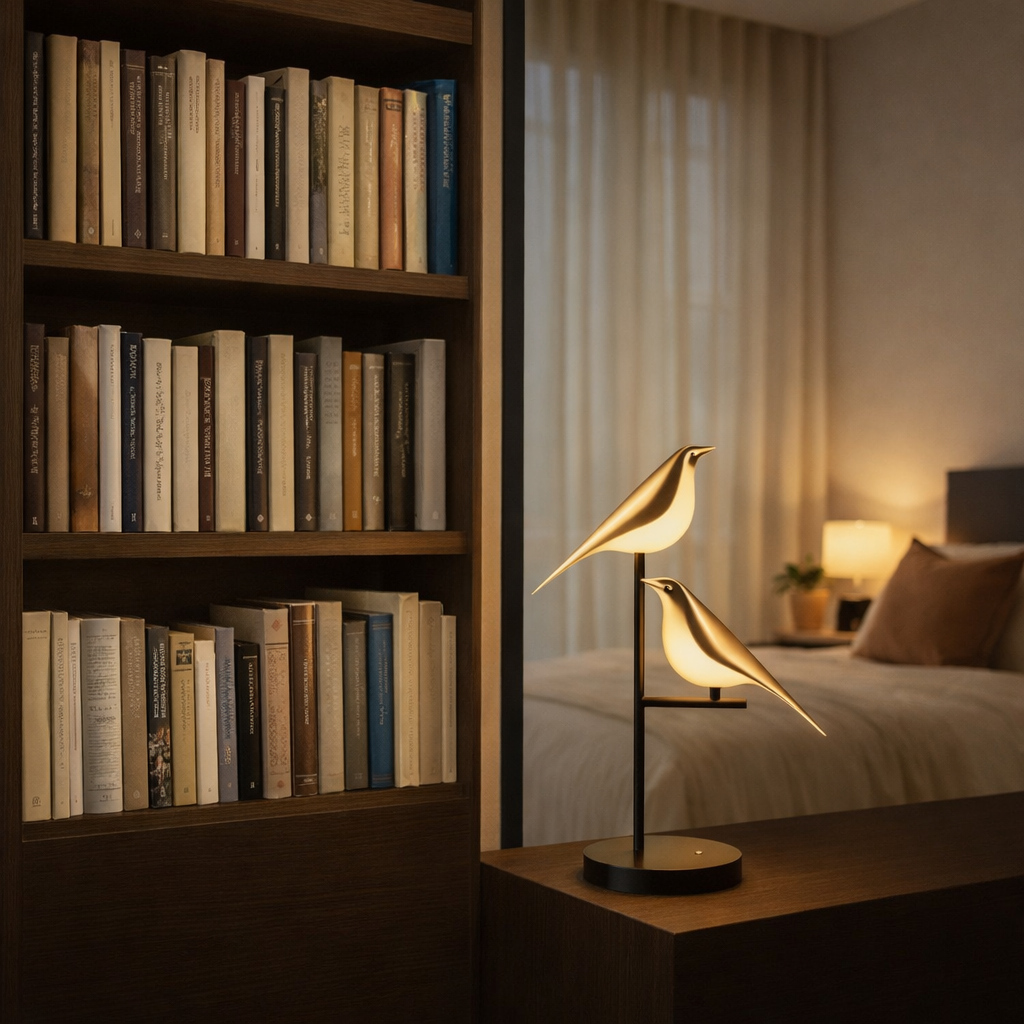 Golden Bird Table Lamp Post Modern | 7 x 21 Inch | 3000K 6000K Iron Acrylic