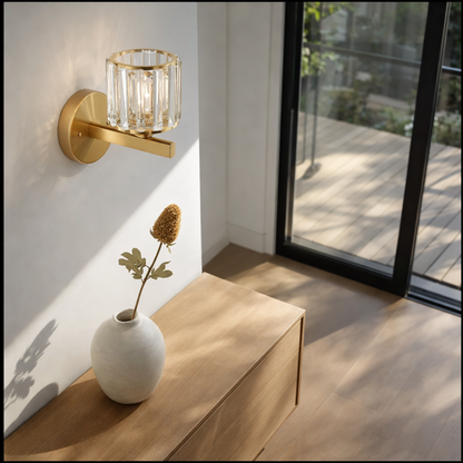 Crystal Wall Light Iron Accent Decor | 15 x 24 cm | E27 Direct Wired LED