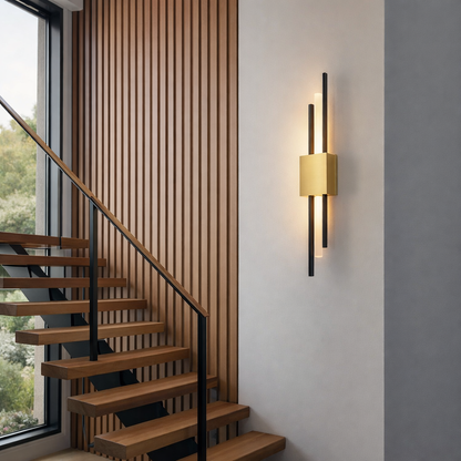 Black and Gold Wall Sconce Iron Acrylic | 50 x 8 cm | 6W 480 Lumens LED