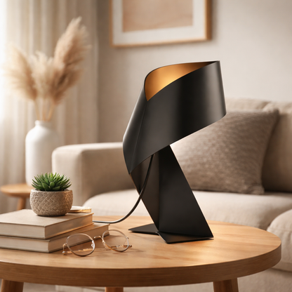 Tie Table Lamp Origami Geometric Iron | 23cm 32cm Size | Black White E27