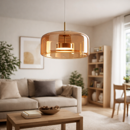 Retro Glass Pendant Light Smoke Grey | 3-Color LED | 200cm Adjustable | 260V