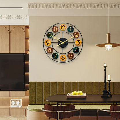 Colourful Metal Wall Clock | Retro Iron Design