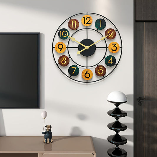 Colourful Metal Wall Clock | Retro Iron Design