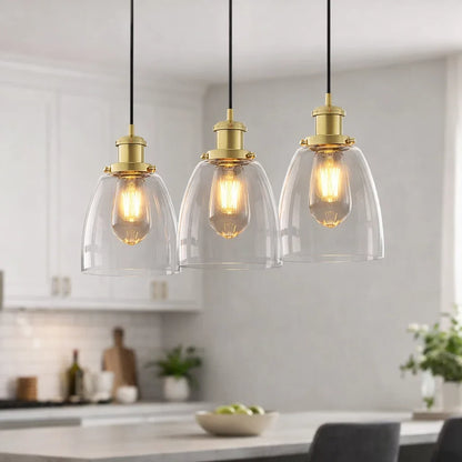 3 Pack Clear Glass Pendant Light Set | 2m Cord | 3000K Warm Natural White
