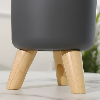 Modern Round Planter with Wooden Legs | Indoor & Outdoor Decorative Plant Pot