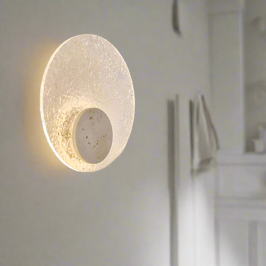 LED Acrylic Travertine Wall Lamp 30cm | Natural Stone Base | 3-Color 220V