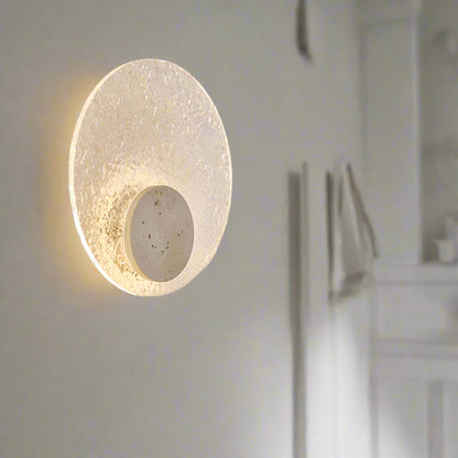 LED Acrylic Travertine Wall Lamp 30cm | Natural Stone Base | 3-Color 220V