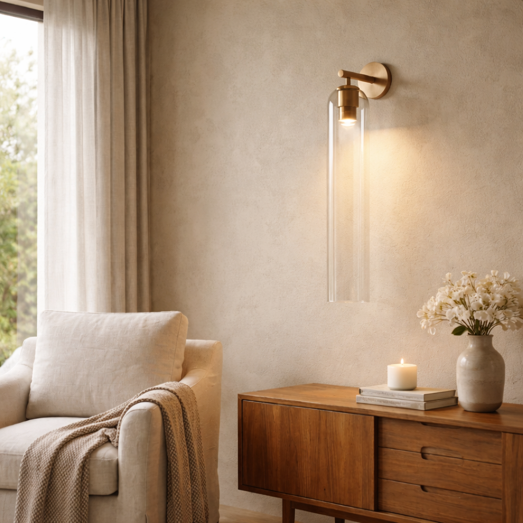 Art Glass Sconce Modern Wall Light | 12 x 6 x 4 Inch | E26 60W Max Brass