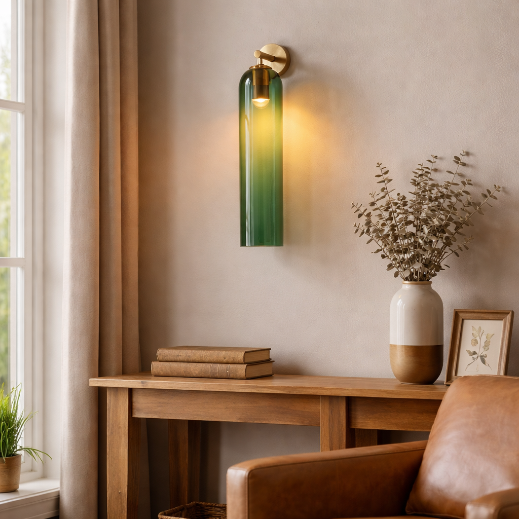 Art Glass Sconce Modern Wall Light | 12 x 6 x 4 Inch | E26 60W Max Brass