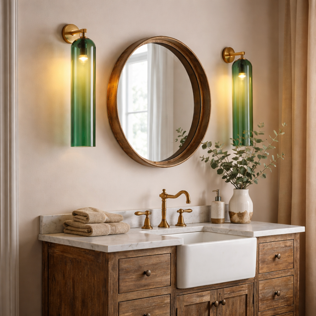 Art Glass Sconce Modern Wall Light | 12 x 6 x 4 Inch | E26 60W Max Brass