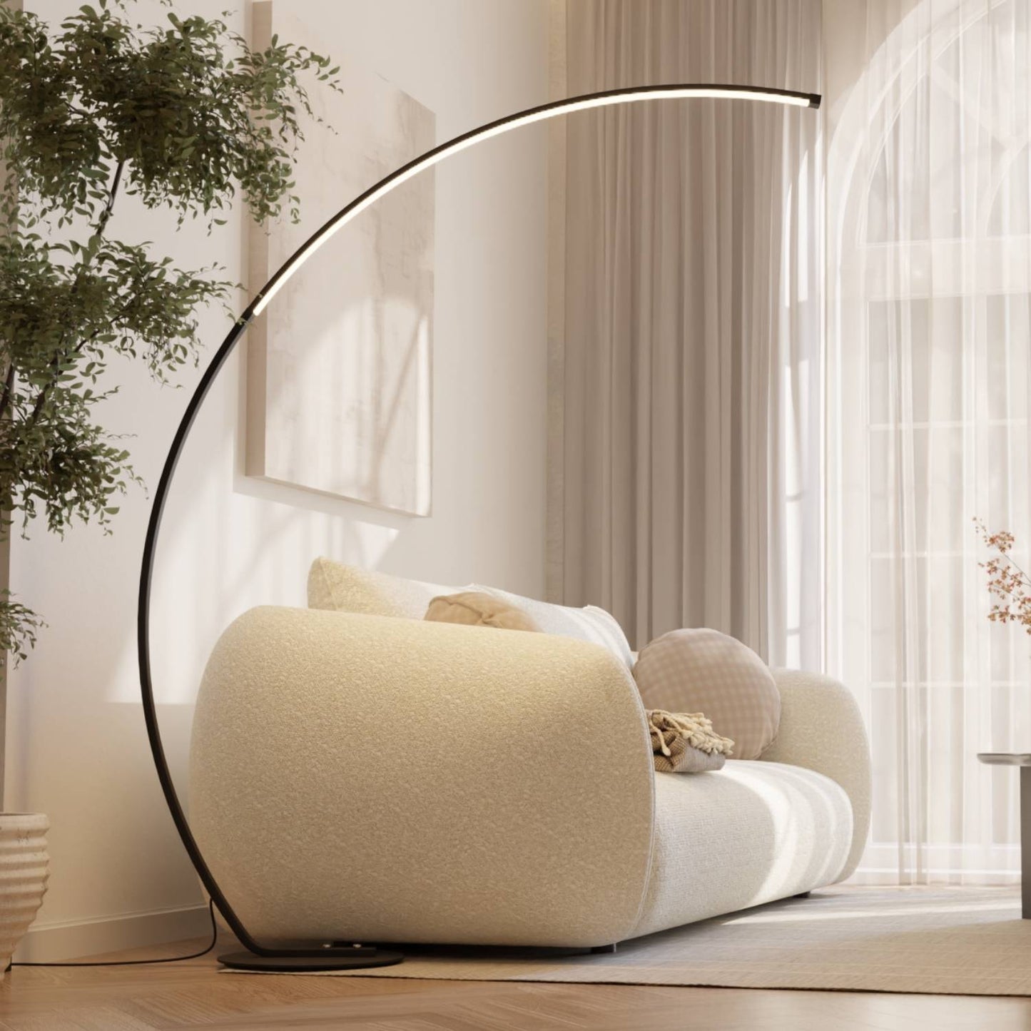 Black Arc Floor Lamp | Modern Standing Lamp for Living Room