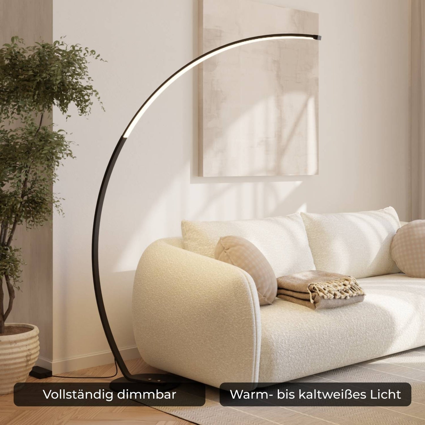 Black Arc Floor Lamp | Modern Standing Lamp for Living Room