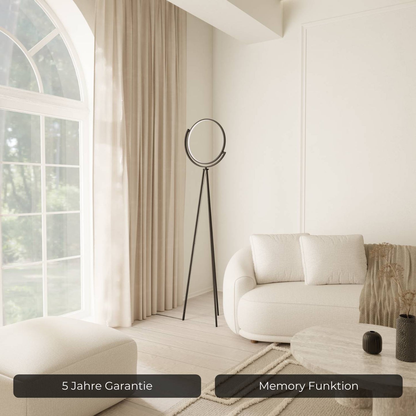 Black Arc Floor Lamp | Modern Standing Lamp with 360° Shade