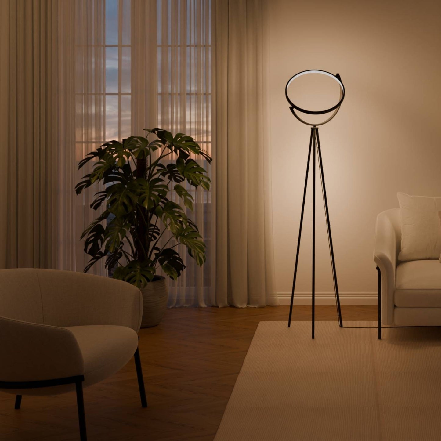 Black Arc Floor Lamp | Modern Standing Lamp with 360° Shade