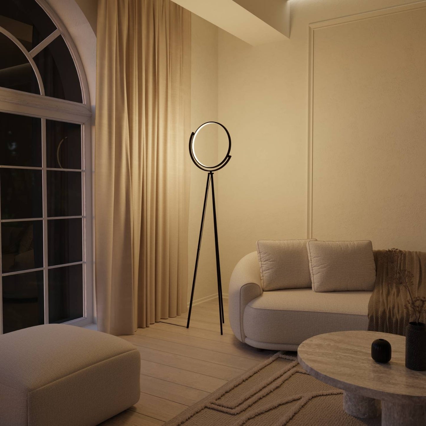 Black Arc Floor Lamp | Modern Standing Lamp with 360° Shade