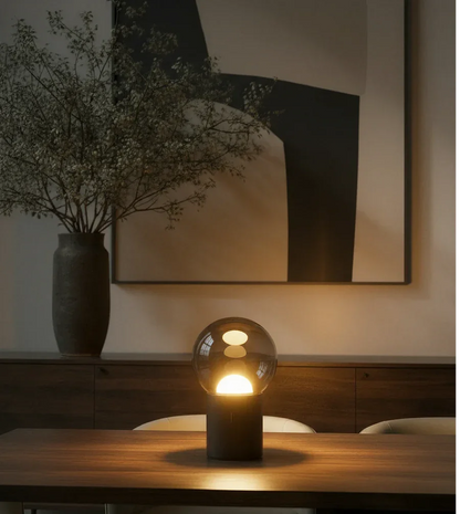 Black Chrome Table Lamp | Warm White LED | 20cm | Minimalist Indoor Light
