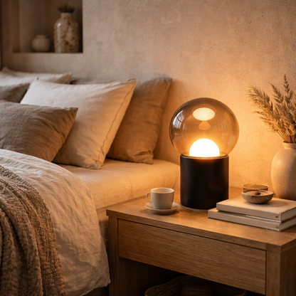 Black Chrome Table Lamp | Warm White LED | 20cm | Minimalist Indoor Light