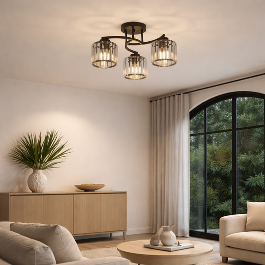 Ceiling Flush Mount Light Iron Crystal | 53 x 26 cm | E27 x 3 Triple LED