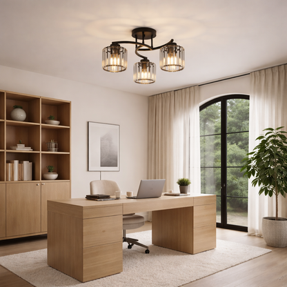 Ceiling Flush Mount Light Iron Crystal | 53 x 26 cm | E27 x 3 Triple LED