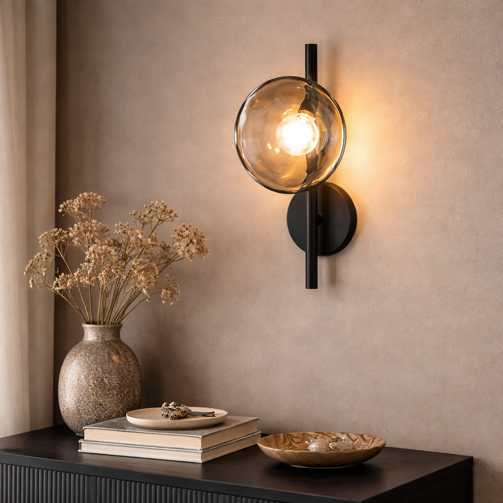 Nordic Round Glass Wave Wall Light | 20cm 38cm 65cm 95cm | 5W Warm LED