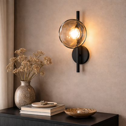 Nordic Round Glass Wave Wall Light | 20cm 38cm 65cm 95cm | 5W Warm LED