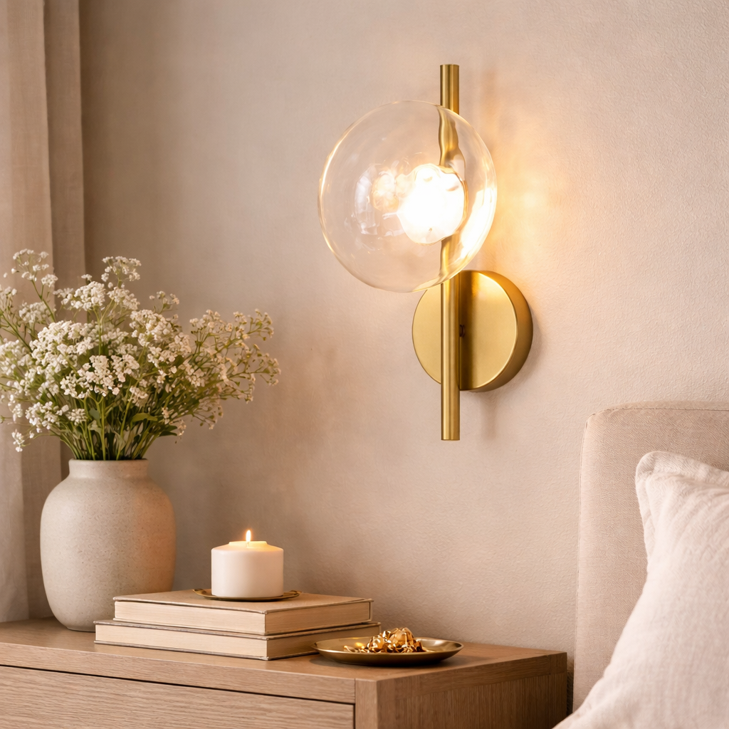 Nordic Round Glass Wave Wall Light | 20cm 38cm 65cm 95cm | 5W Warm LED
