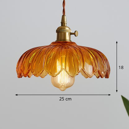 Vintage Flower Pendant Lamp | Coloured Glass Hanging Light