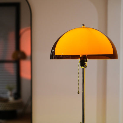 Coby Mushroom Bauhaus Floor Lamp | 60 Inch Height | Chrome White Pull Chain