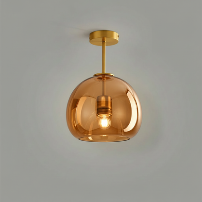 Copper Glass Ceiling Flush Mount Light | 10 to 11 Inch | E26 E27 Metal LED