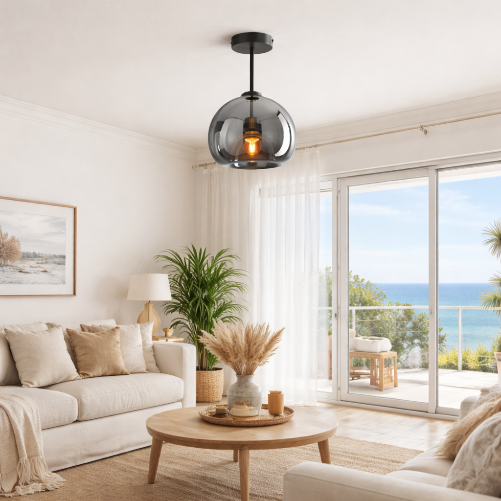 Copper Glass Ceiling Flush Mount Light | 10 to 11 Inch | E26 E27 Metal LED