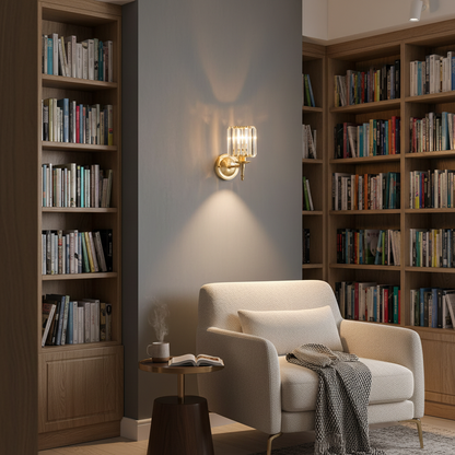 Crystal Wall Light Brass Gold Sconce | 5.9 x 11.8 Inch | E14 Indoor LED