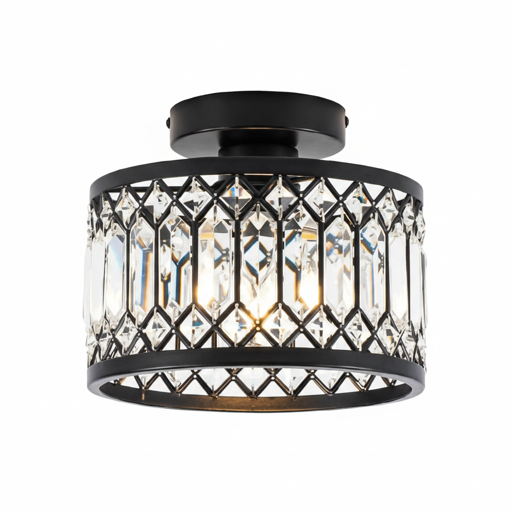 Crystal Flush Mount Ceiling Light Iron | 22 x 20 cm | E27 Indoor IP20 LED