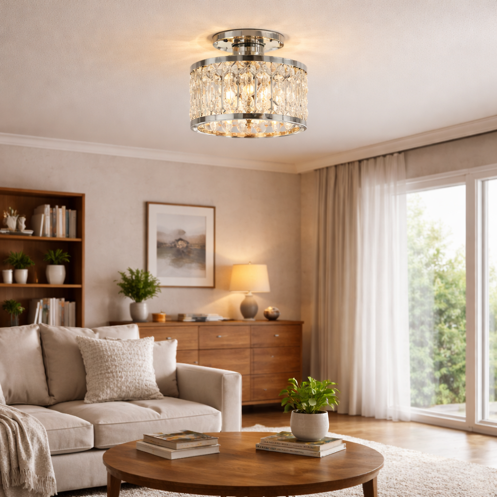 Crystal Flush Mount Ceiling Light Iron | 22 x 20 cm | E27 Indoor IP20 LED