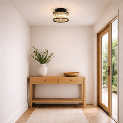 Crystal Flush Mount Ceiling Light Iron | 22 x 20 cm | E27 Indoor IP20 LED