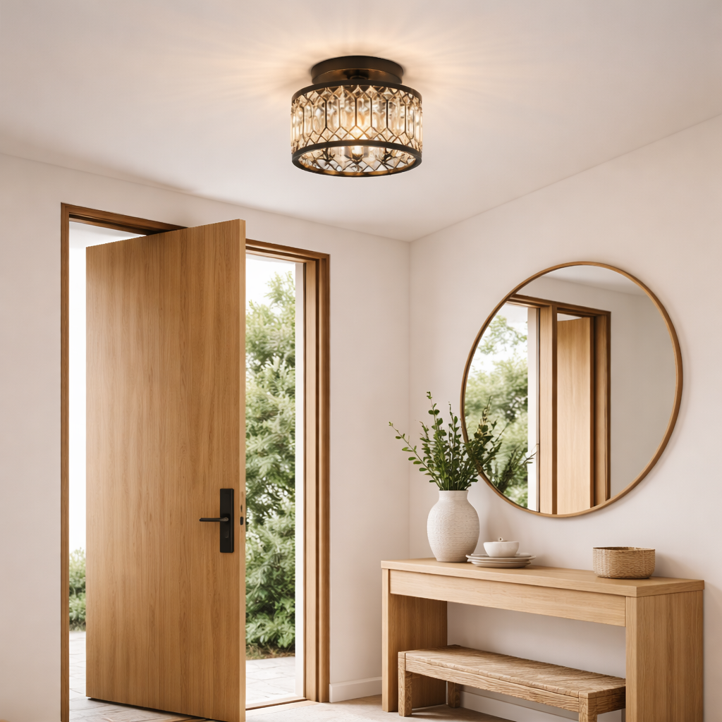 Crystal Flush Mount Ceiling Light Iron | 22 x 20 cm | E27 Indoor IP20 LED