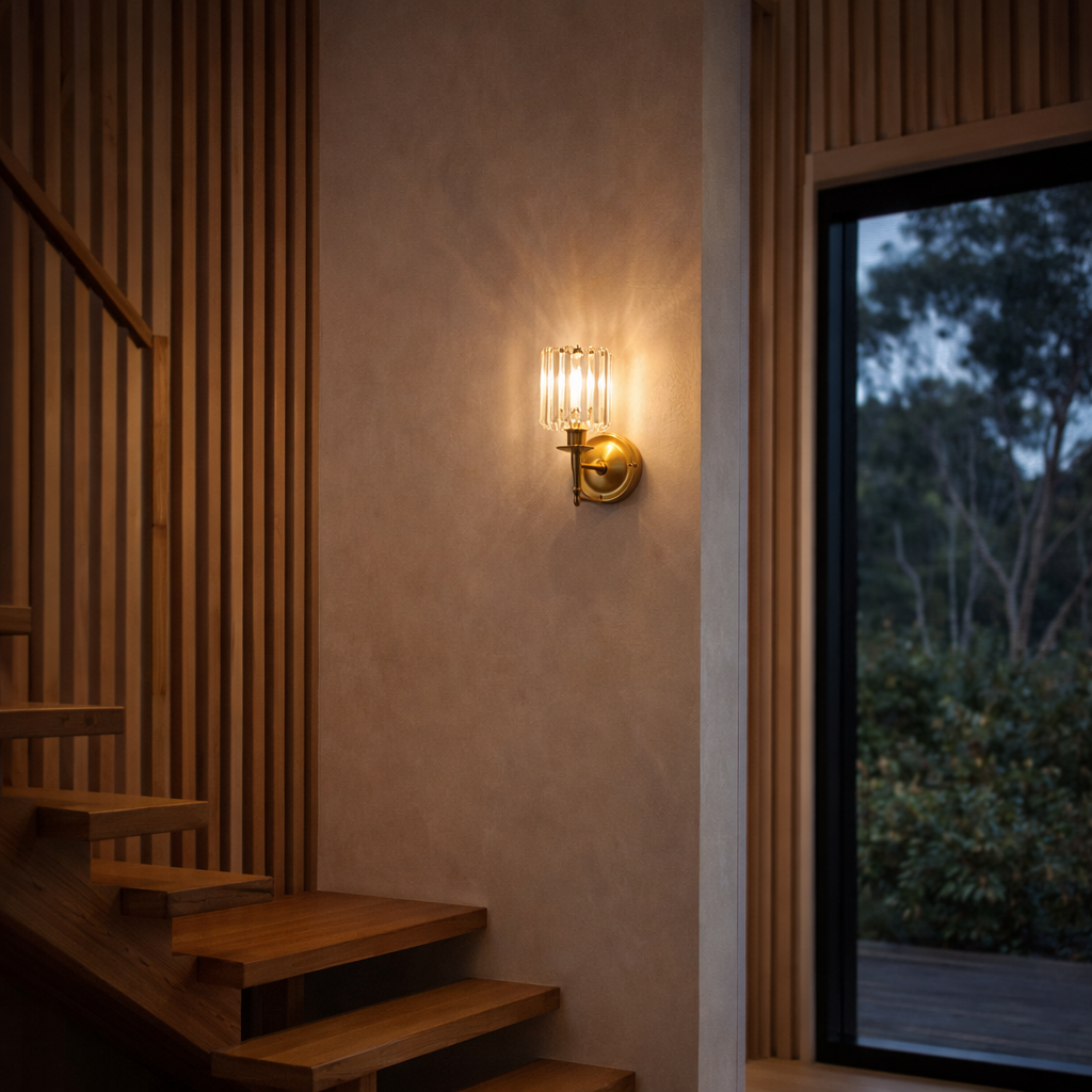 Crystal Wall Light Brass Gold Sconce | 5.9 x 11.8 Inch | E14 Indoor LED