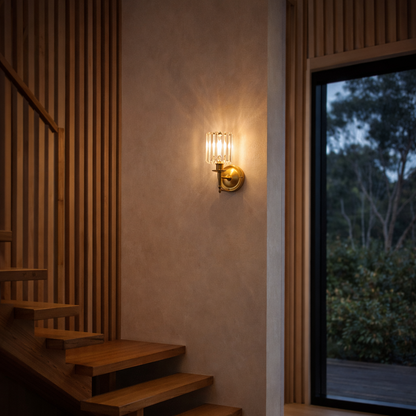 Crystal Wall Light Brass Gold Sconce | 5.9 x 11.8 Inch | E14 Indoor LED