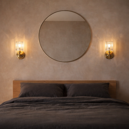 Crystal Wall Light Brass Gold Sconce | 5.9 x 11.8 Inch | E14 Indoor LED