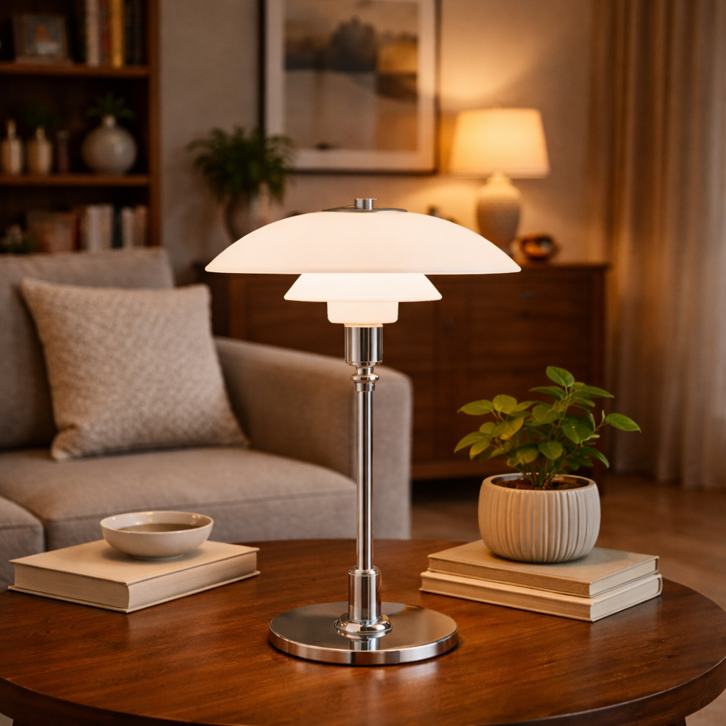 Danish Designer Table Lamp Dimmable | 11 x 18.5 Inch | E27 LED Glass Iron