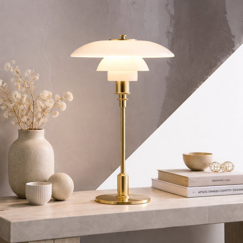 Danish Designer Table Lamp Dimmable | 11 x 18.5 Inch | E27 LED Glass Iron