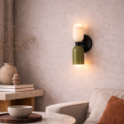 Double Head Wall Light Glass Metal | 9 x 4.7 Inch | E26 E27 Hardwired Fixture