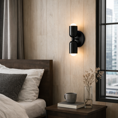 Double Head Wall Light Glass Metal | 9 x 4.7 Inch | E26 E27 Hardwired Fixture